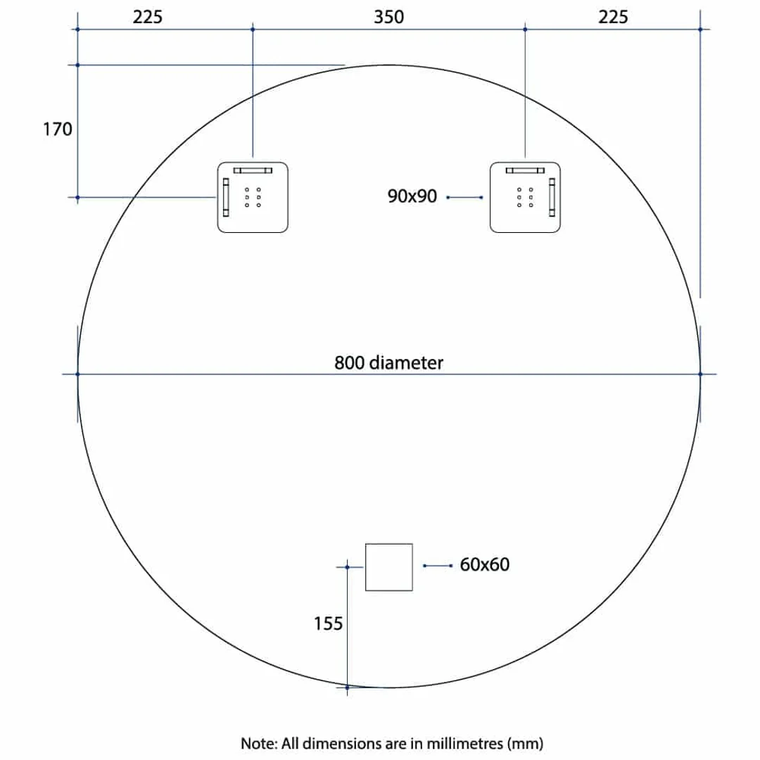 Thermogroup Kent 18mm Bevel Round Mirror 800mmØ - With Hangers - Image 9