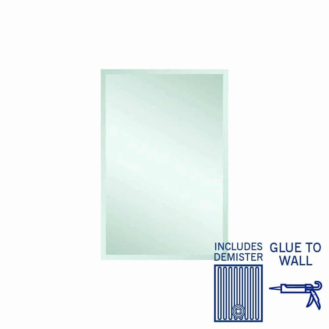 Thermogroup Montana Rectangle 25mm Bevel Edge Mirror 600x900mm - Glue-to-Wall and Demister - Image 2