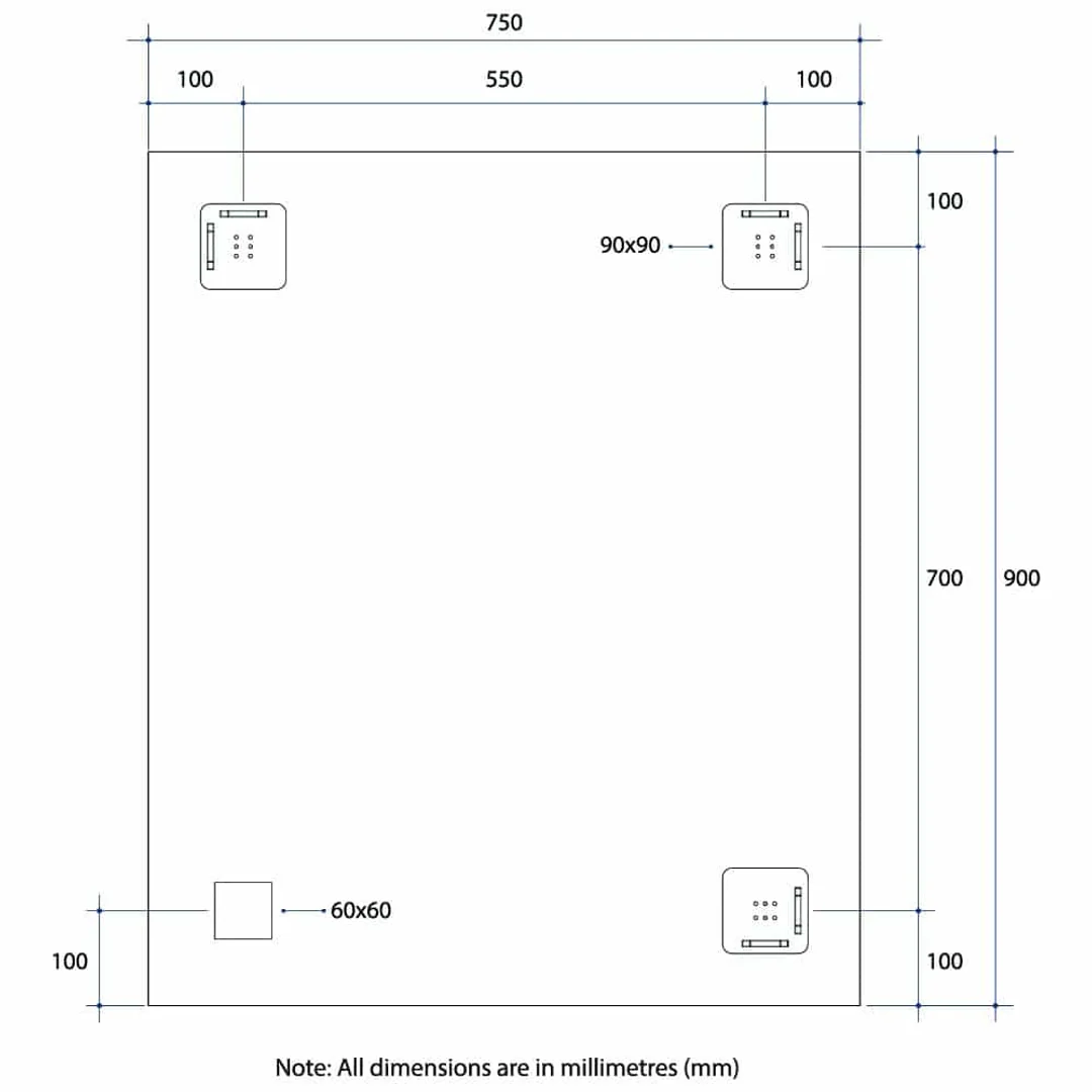 Thermogroup Montana Rectangle 25mm Bevel Edge Mirror 900x750mm - With Hangers - Image 6