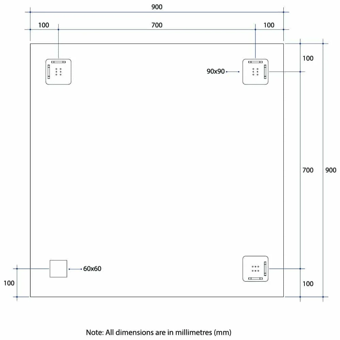 Thermogroup Montana Rectangle 25mm Bevel Edge Mirror 900x900mm - With Hangers - Image 6