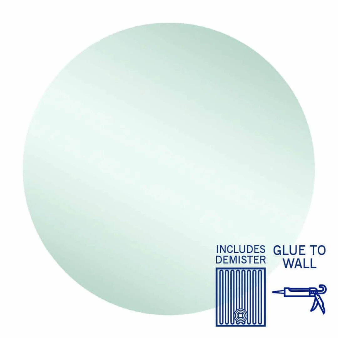 Thermogroup Rio Polished Edge Round Mirror 800mmØ - Glue-to-Wall and Demister - Image 2