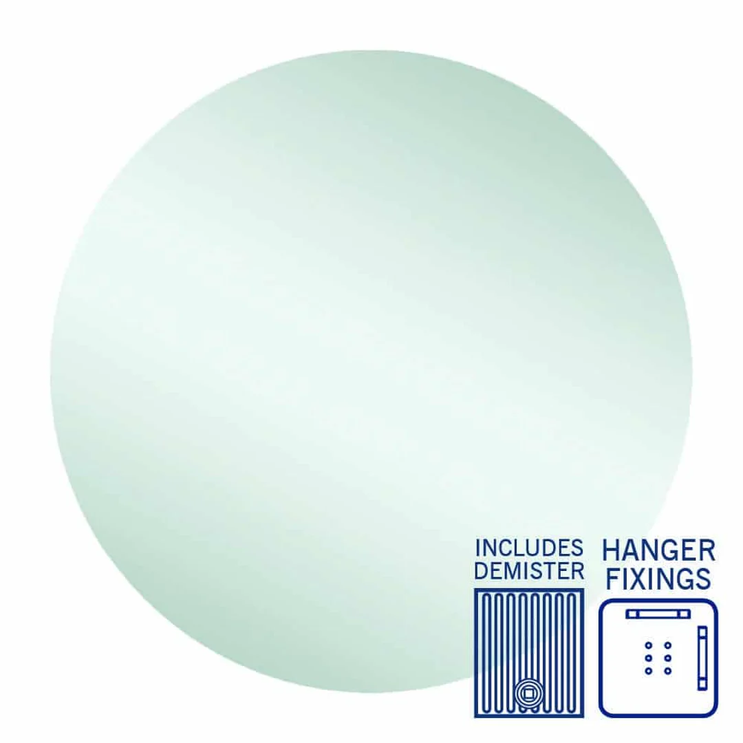 Thermogroup Rio Polished Edge Round Mirror 800mmØ - With Hangers and Demister - Image 2