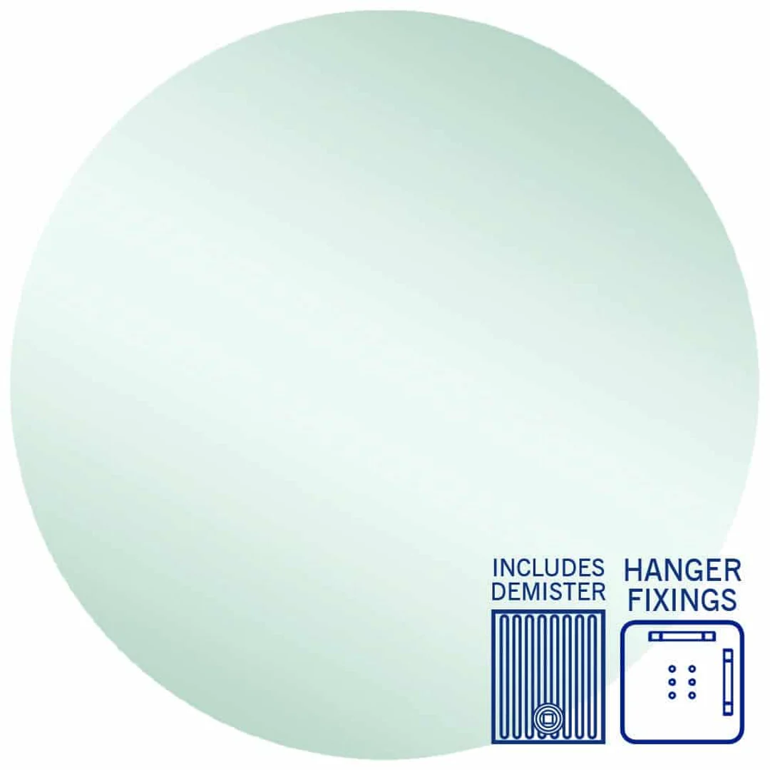 Thermogroup Rio Polished Edge Round Mirror 900mmØ - With Hangers and Demister