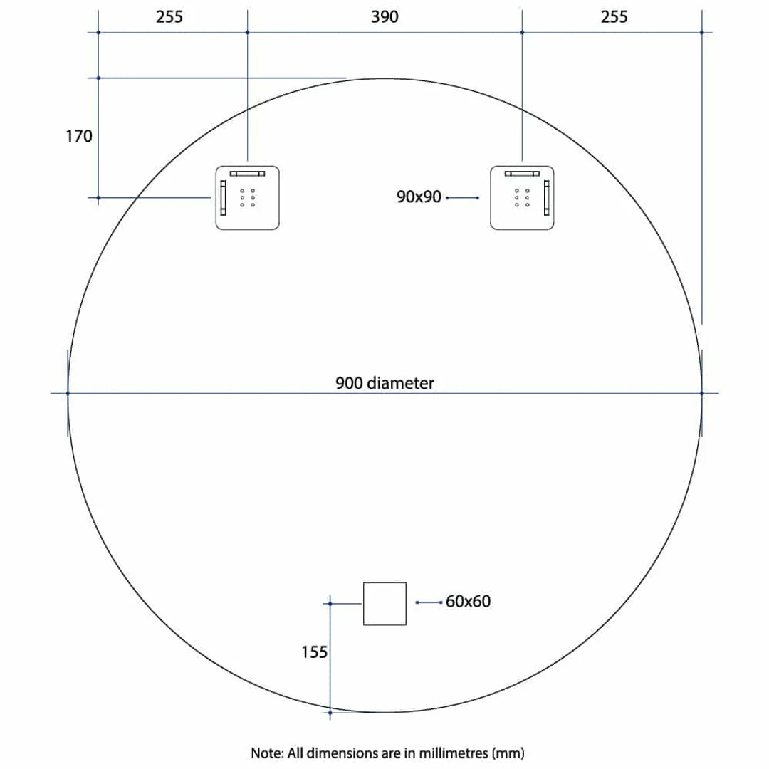 Thermogroup Rio Polished Edge Round Mirror 900mmØ - With Hangers and Demister - Image 9