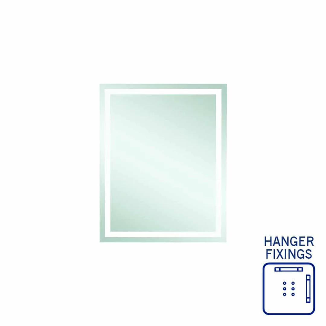 Thermogroup Sierra Rectangle Polished Edge Mirror with Sandblasted Border 600x750mm - With Hangers - Image 2