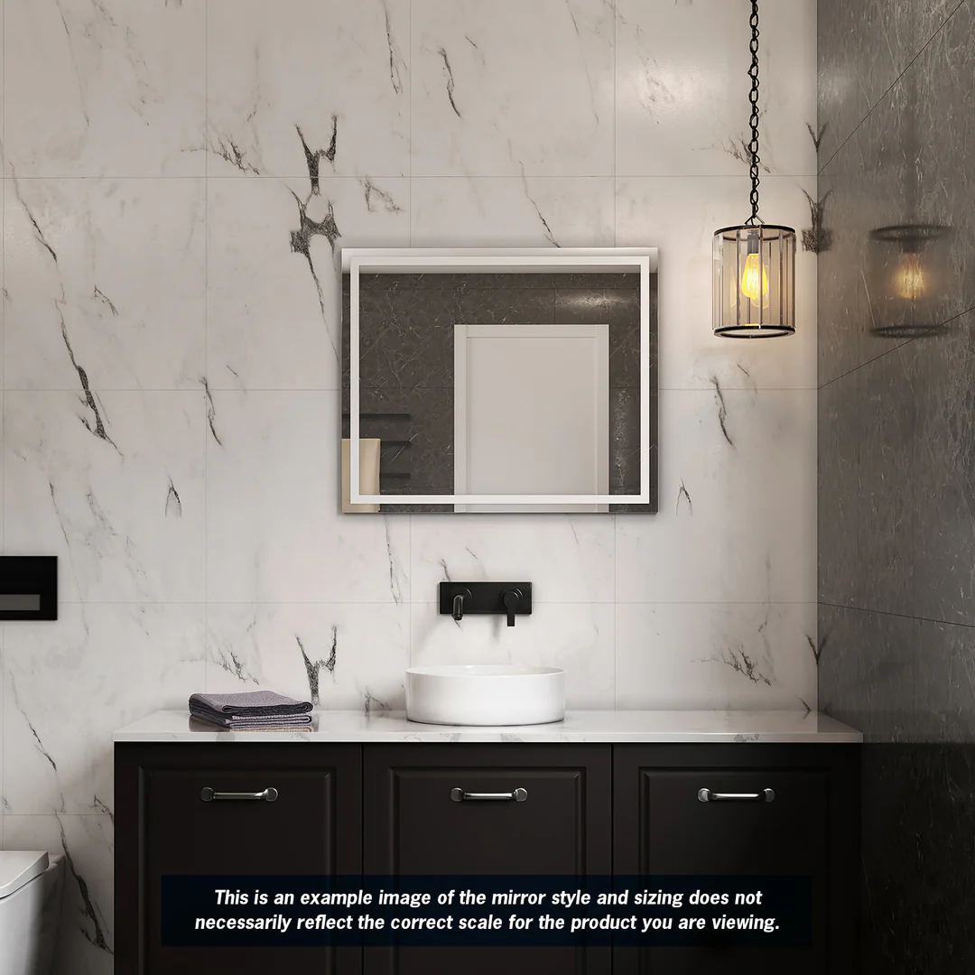 Thermogroup Sierra Rectangle Polished Edge Mirror with Sandblasted Border 600x750mm - With Hangers - Image 3