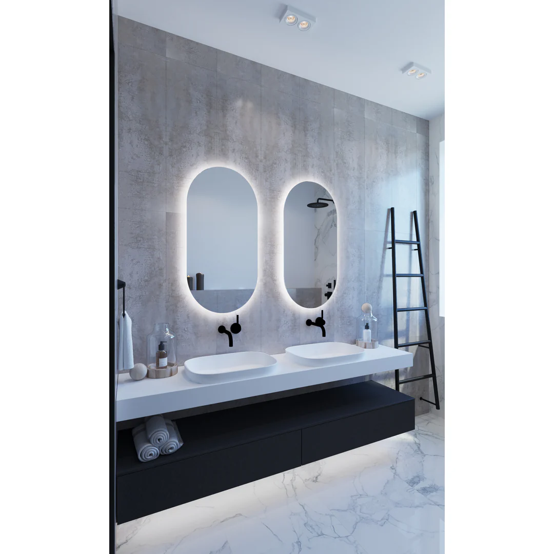 Thermogroup Backlit Pill Shape Mirror 500x1000x45mm 61Watts - Cool Lights - Image 5