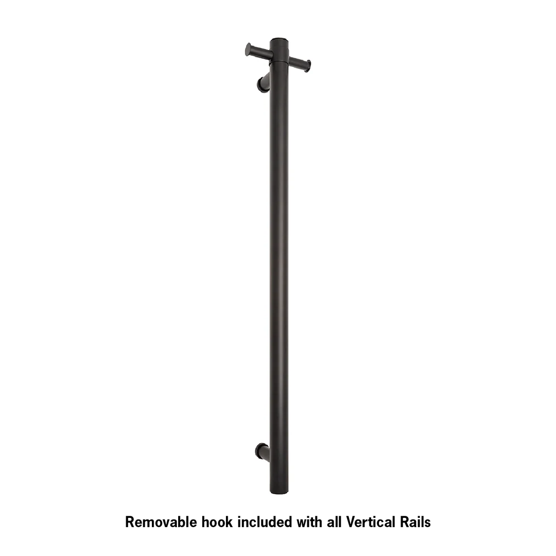 Thermogroup STRAIGHT/ ROUND 12VLT MATT BLACK VERTICLE TOWEL RAIL - Image 2