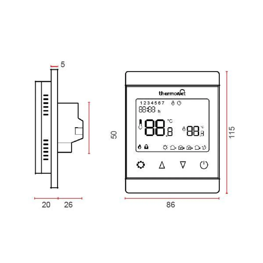 Thermogroup Thermotouch 7.6iG White Glass Thermostat 16A Max Load - Image 4