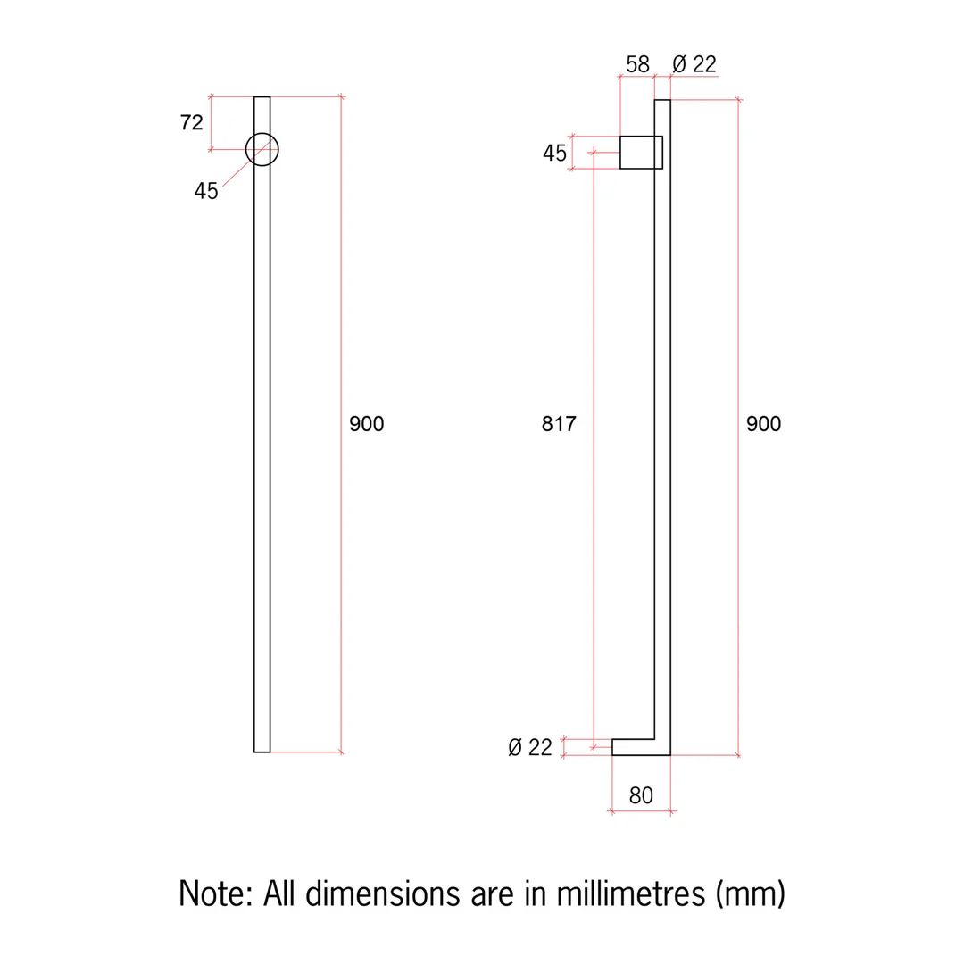 Thermorail 900Mm Vt Slimline Vertical Rail 15 Watt Polished Brushed Brass Vth900Bb - Image 3