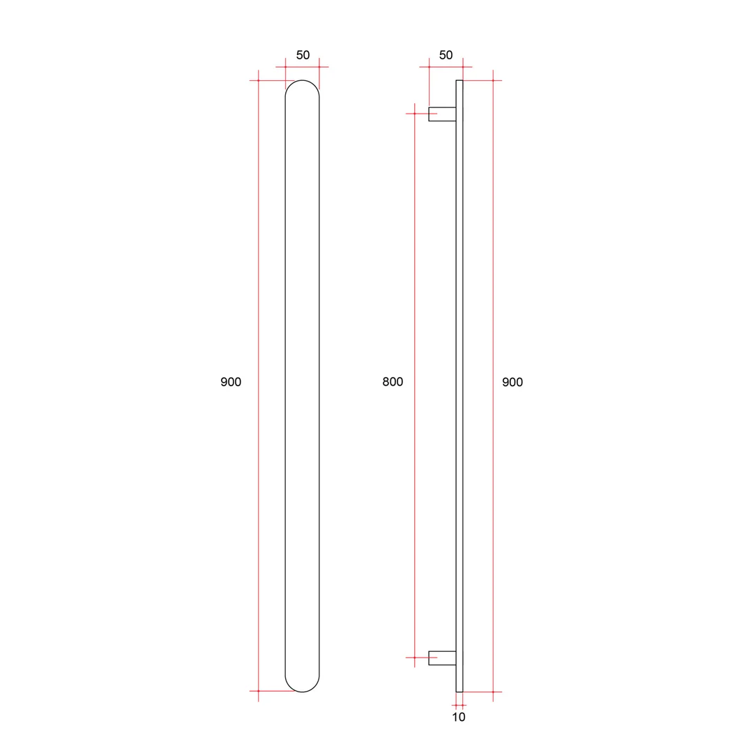 THERMORAIL FLAT/PILL 12VOLT BRUSHED NICKEL VERTICAL BAR 900X50X50MM 20WATTS - Image 2