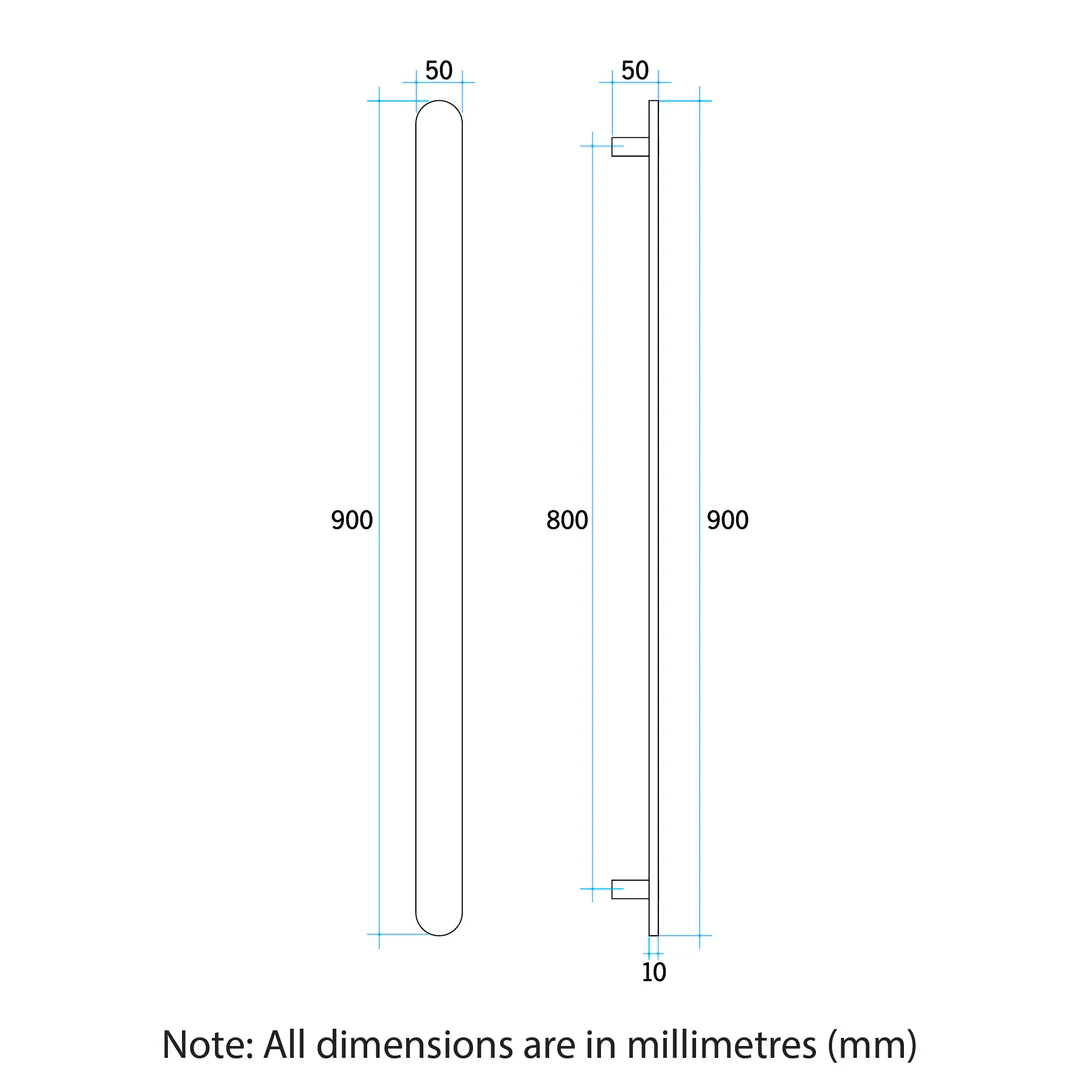 Thermorail FLAT/PILL 12VOLT BRUSHED STAINLESS VERTICAL BAR 900X50X50MM 20WATTS - Image 6