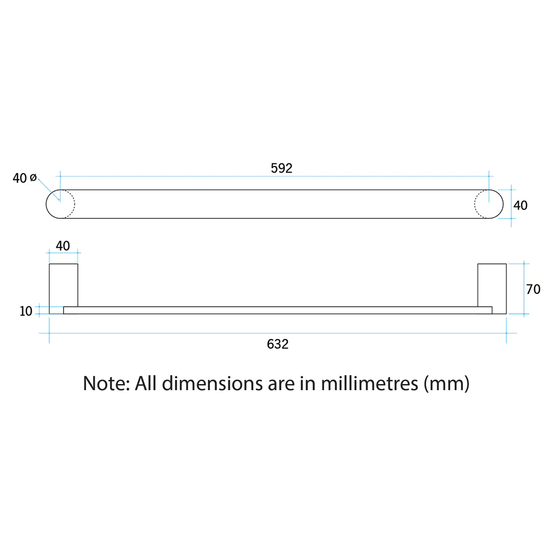 Thermorail Flat Pill Single Rail 632X40X70mm 16Watts - Matt Black - Image 3