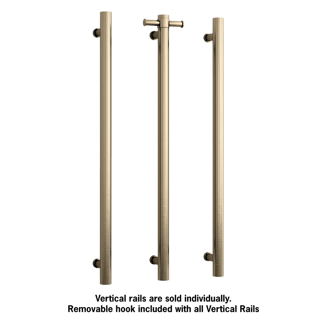 Thermorail Straight/Round 240Volt Vertical Bar 900X142X100Mm 20Watt & Hook Brushed Brass - Image 3