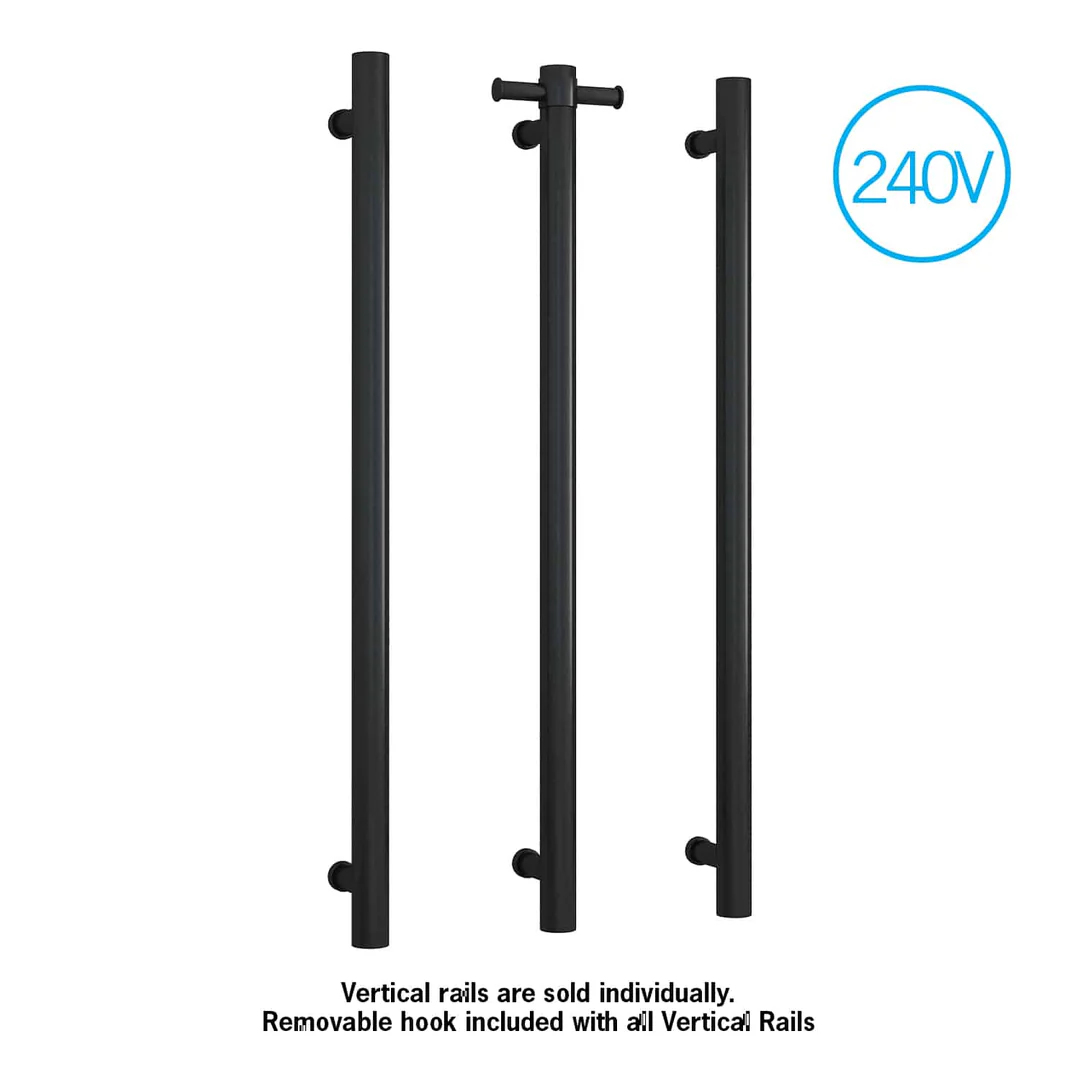 Thermorail Straight/Round 240Volt Vertical Bar 900X142X100Mm 22Watt & Optional Hook Matt Blk - Image 3
