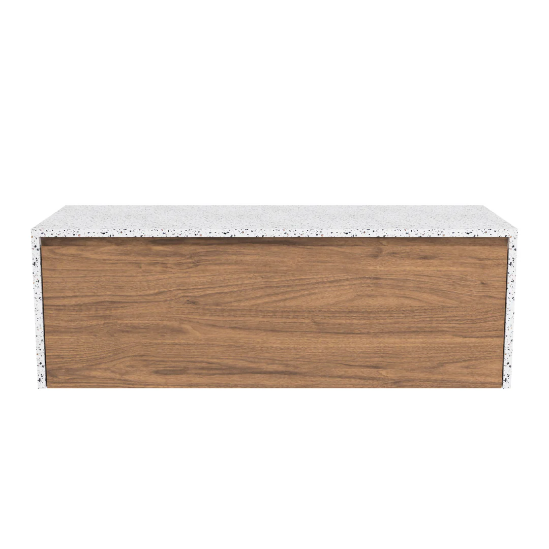 TIMBERLINE AINSWORTH VANITY 1200MM LEFT BOWL SILKSURFACE WATERFALL WG AC TOP WALL HUNG