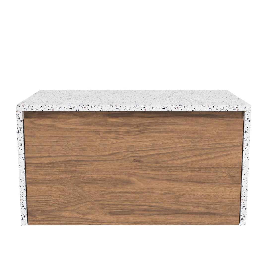 TIMBERLINE AINSWORTH VANITY 1200MM LEFT BOWL SILKSURFACE WATERFALL WG UC TOP WALL HUNG
