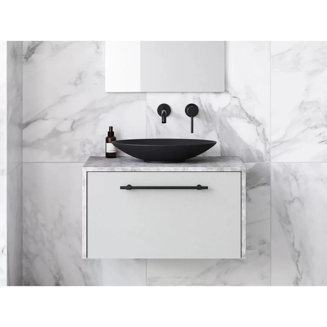 TIMBERLINE AINSWORTH VANITY 600MM CENTRE BOWL SILKSURFACE WATERFALL WG AC TOP WALL HUNG