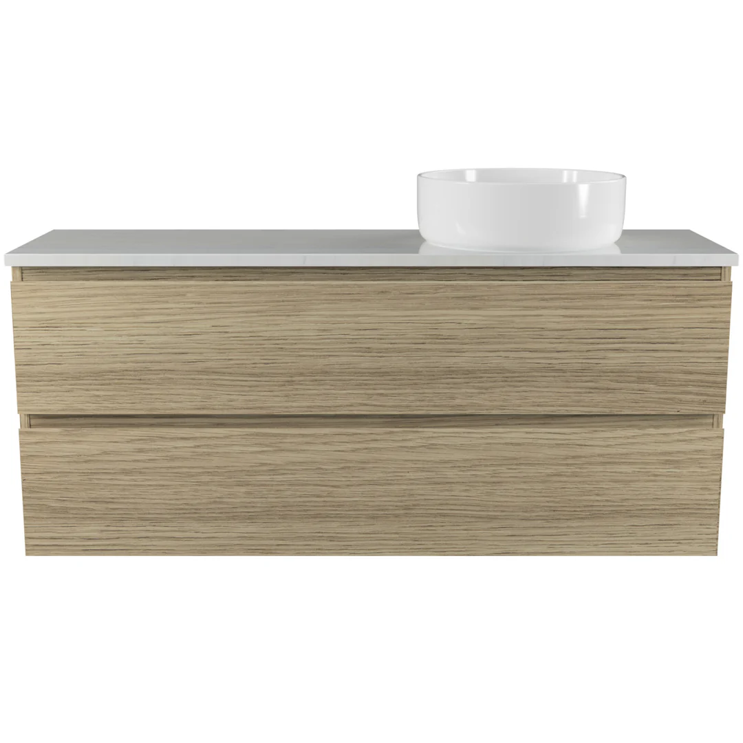 TIMBERLINE BILLIE VANITY 1200MM RIGHT WG BASIN SILKSURFACE AC TOP WALL HUNG