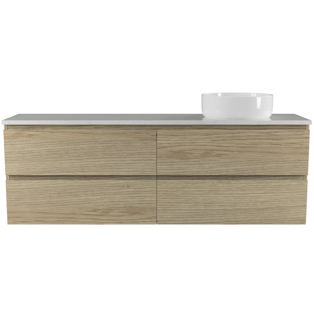 TIMBERLINE BILLIE VANITY 1500MM RIGHT WG BASIN SILKSURFACE AC TOP WALL HUNG