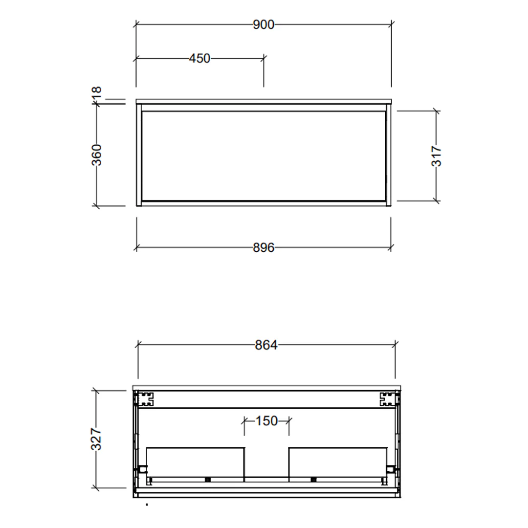 Timberline Delaware Wall Hung Vanity 900mm - Image 2