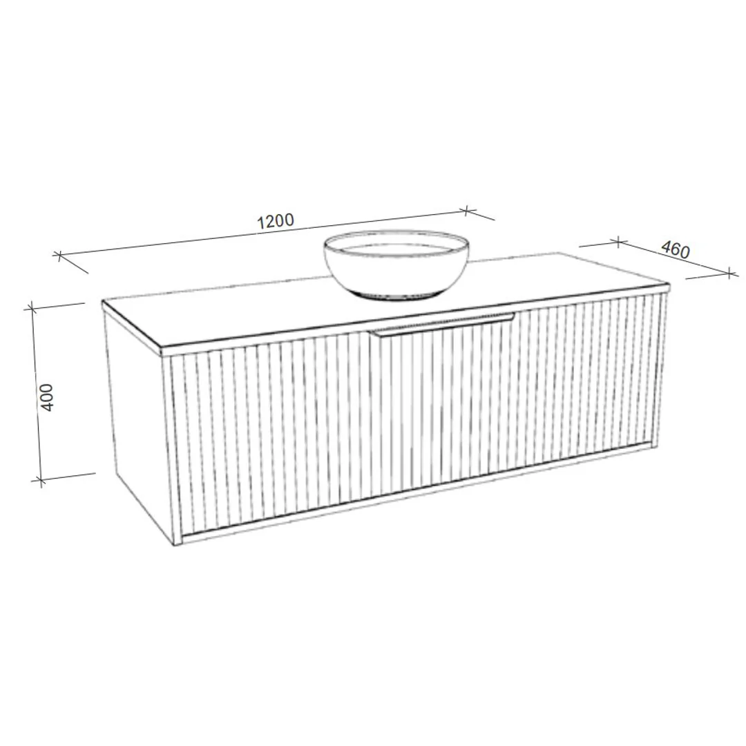 Timberline Elwood Vanity 1200m Centre Wg Basin Silksurface Ac Top Wall Hung - Image 3