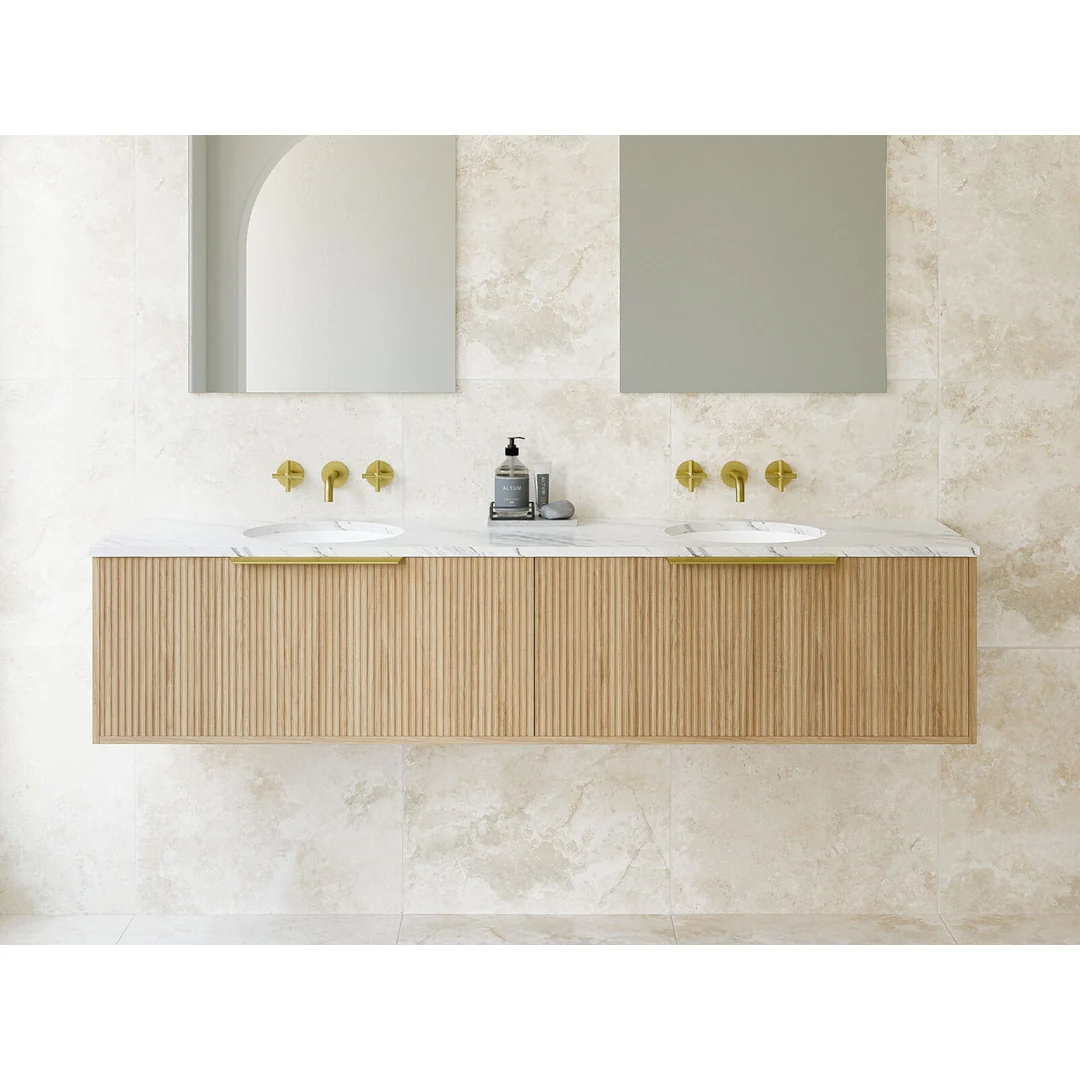 Timberline Elwood Vanity 1200mm Double Wg Basin Silksurface Uc Top Wall Hung