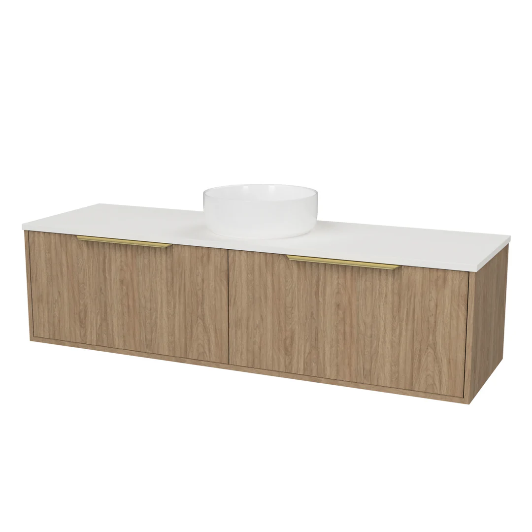 Timberline Elwood Vanity 1500mm Centre Wg Basin Silksurface Ac Top Wall Hung
