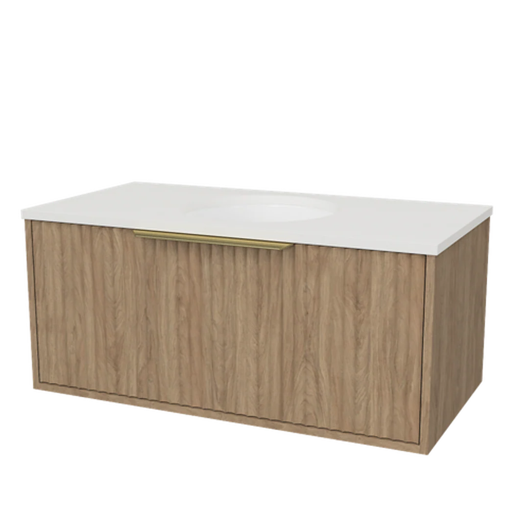 Timberline Elwood Vanity 900mm Centre Wg Basin Silksurface Uc Top Wall Hung