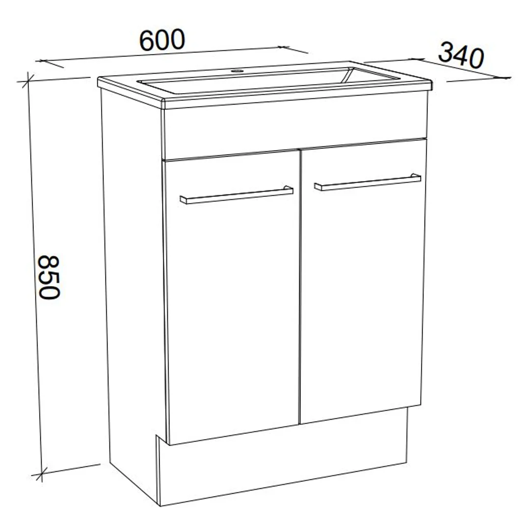 Timberline Ensuite Floor Standing Vanity With Acrylic Top - Image 7