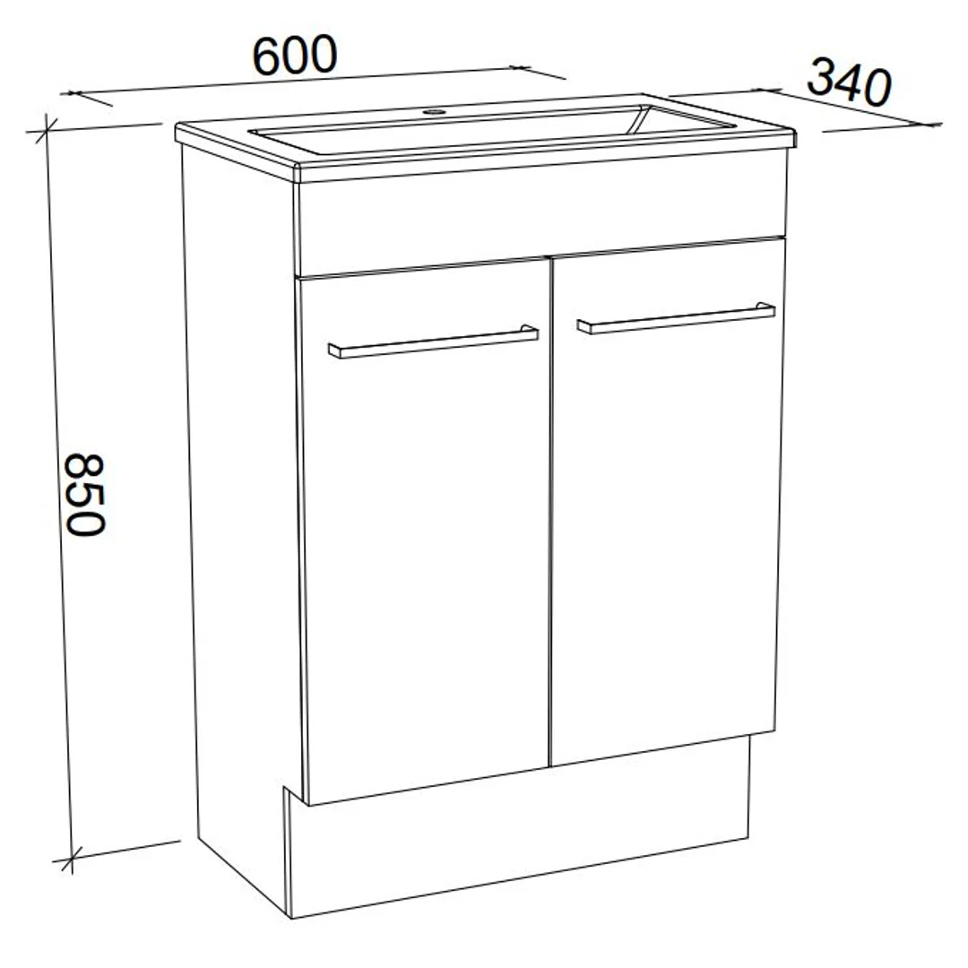 Timberline Ensuite Vanity 600mm Regal Top F/Standing  Woodgrain - Image 3