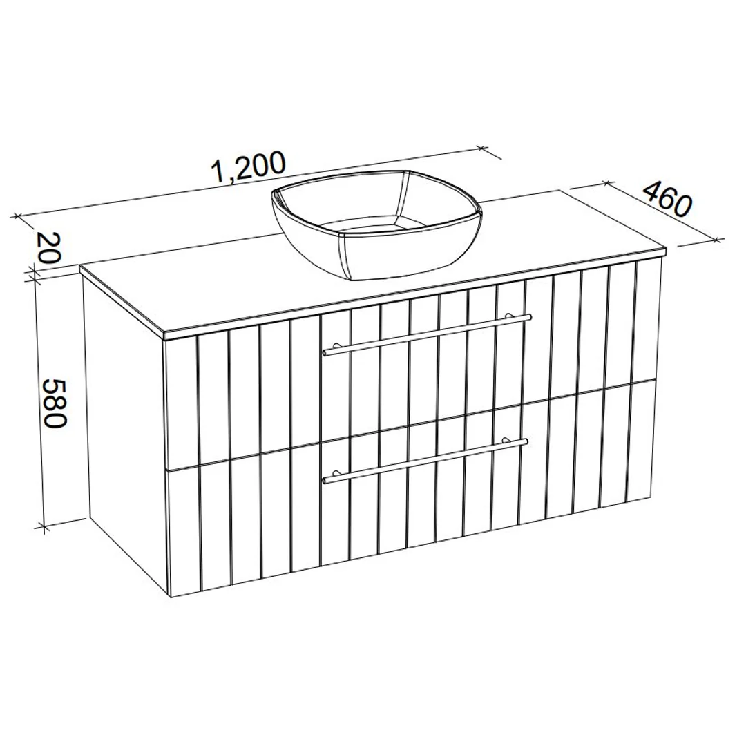 Timberline Henley 1200mm Vanity Silksurface Top Ceramic Basin Wall Hung - Image 3