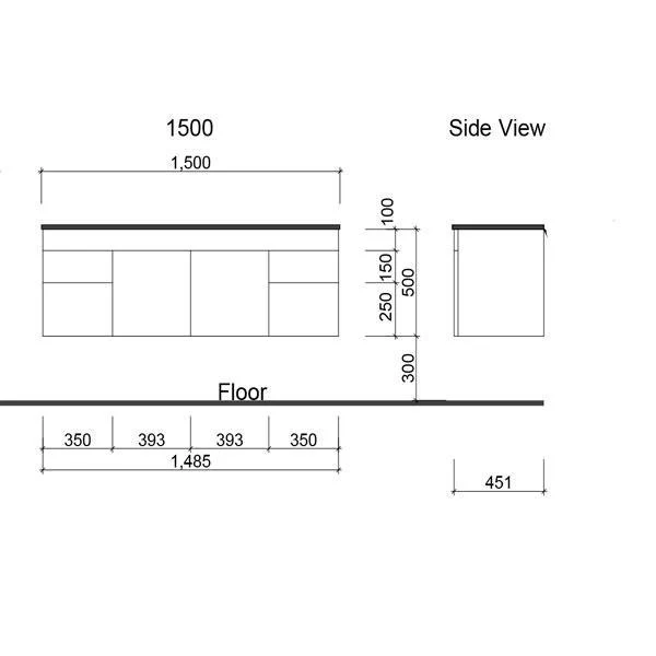 Timberline Indiana 1200 Vanity Alpha Top Wall Hung I12Aw - Image 5