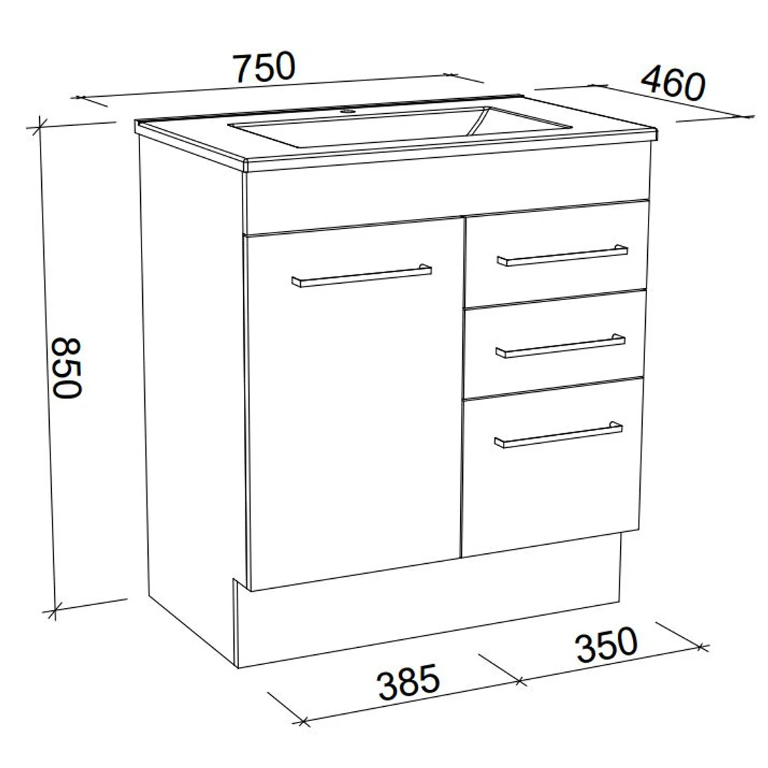 Timberline Indiana 750 Vanity Alpha Top F/Standing White Gloss - Image 3