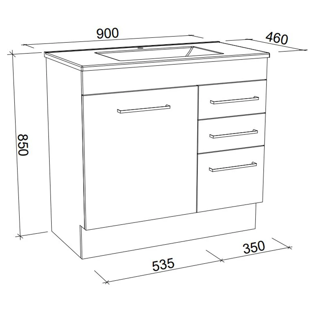 Timberline Indiana 900 Free Standing Vanity With Alpha Top - Image 4