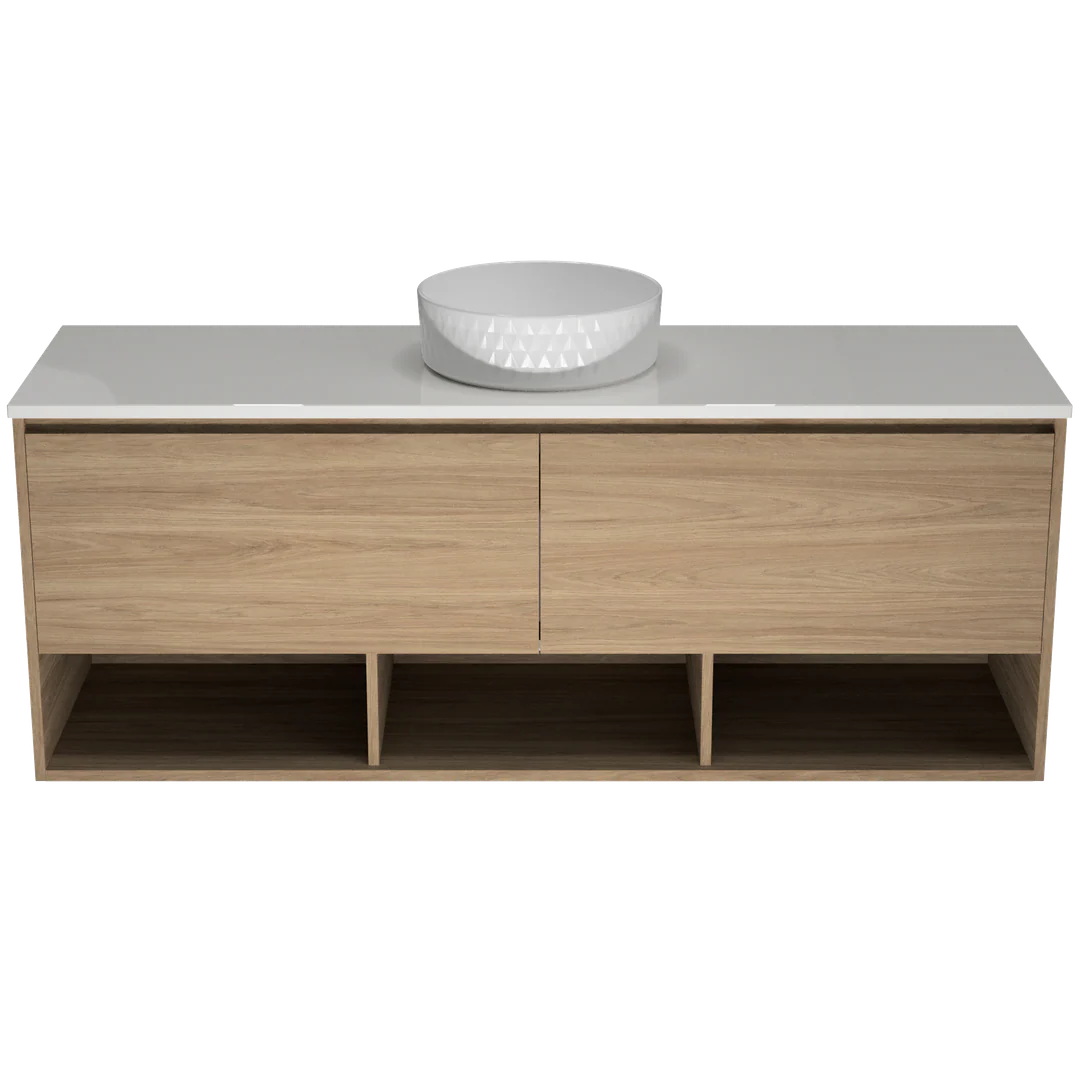 TIMBERLINE KANSAS VANITY 1500MM CENTRE WG BASIN SILKSURFACE AC TOP WALL HUNG