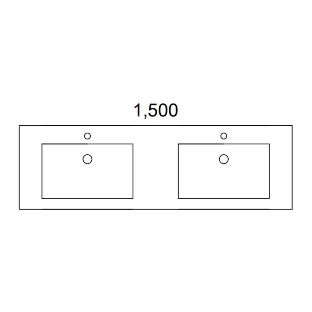 TIMBERLINE KANSAS VANITY 1500MM DOUBLE WG BASINS SILKSURFACE AC TOP WALL HUNG - Image 2