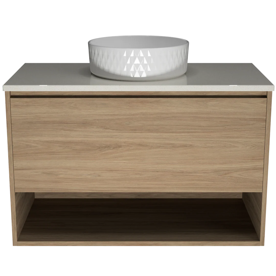 TIMBERLINE KANSAS VANITY 900MM CENTRE WG BASIN SILKSURFACE AC TOP WALL HUNG