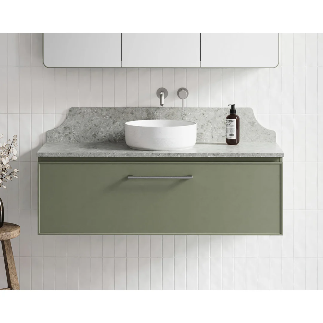 TIMBERLINE KINGSLEY VANITY 750MM CENTRE BOWL HAVEN TOP WALL HUNG