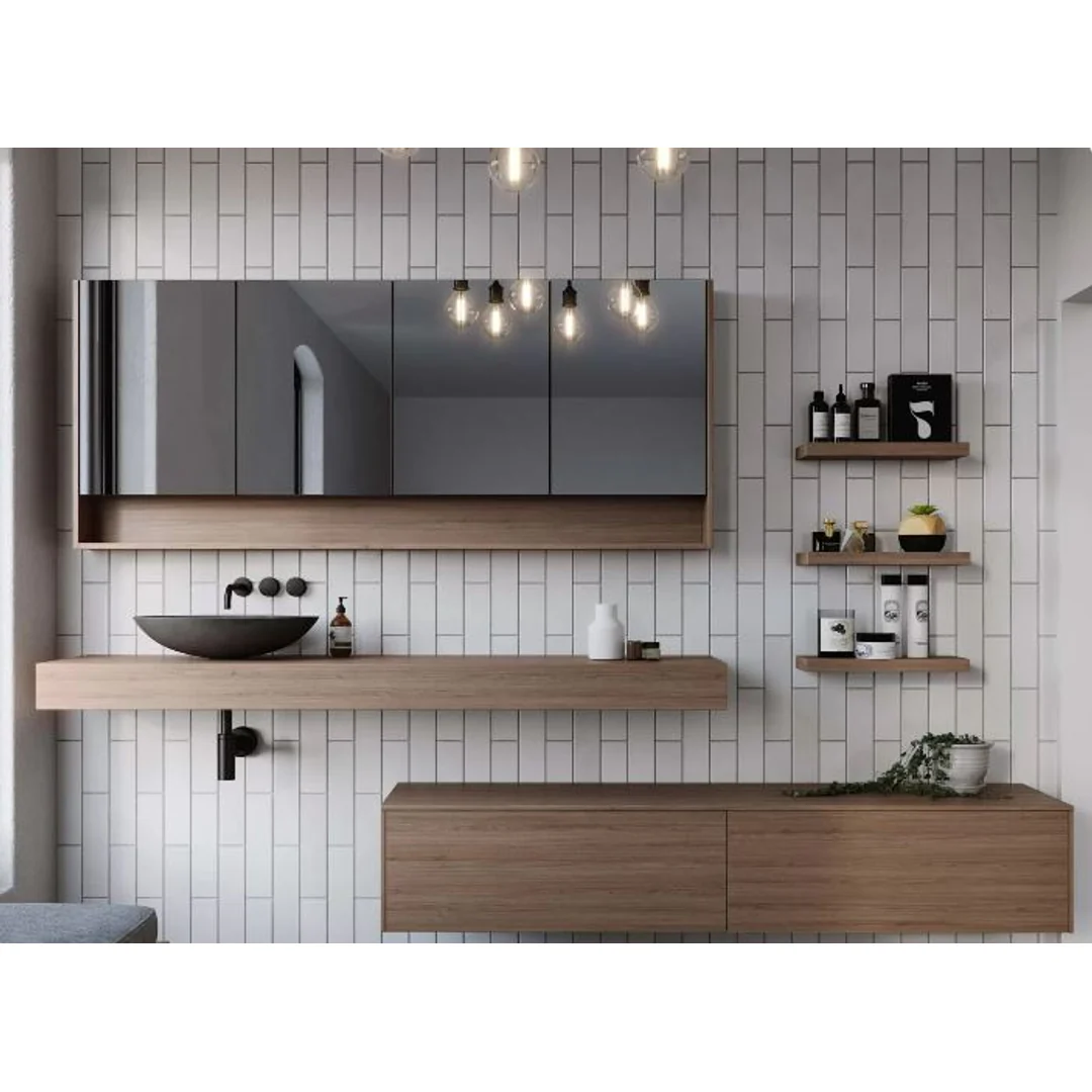 TIMBERLINE MILAN CABINET + FLOATING TOP 600MM CENTRE BOWL 140MM LAMINATE TOP WALL HUNG