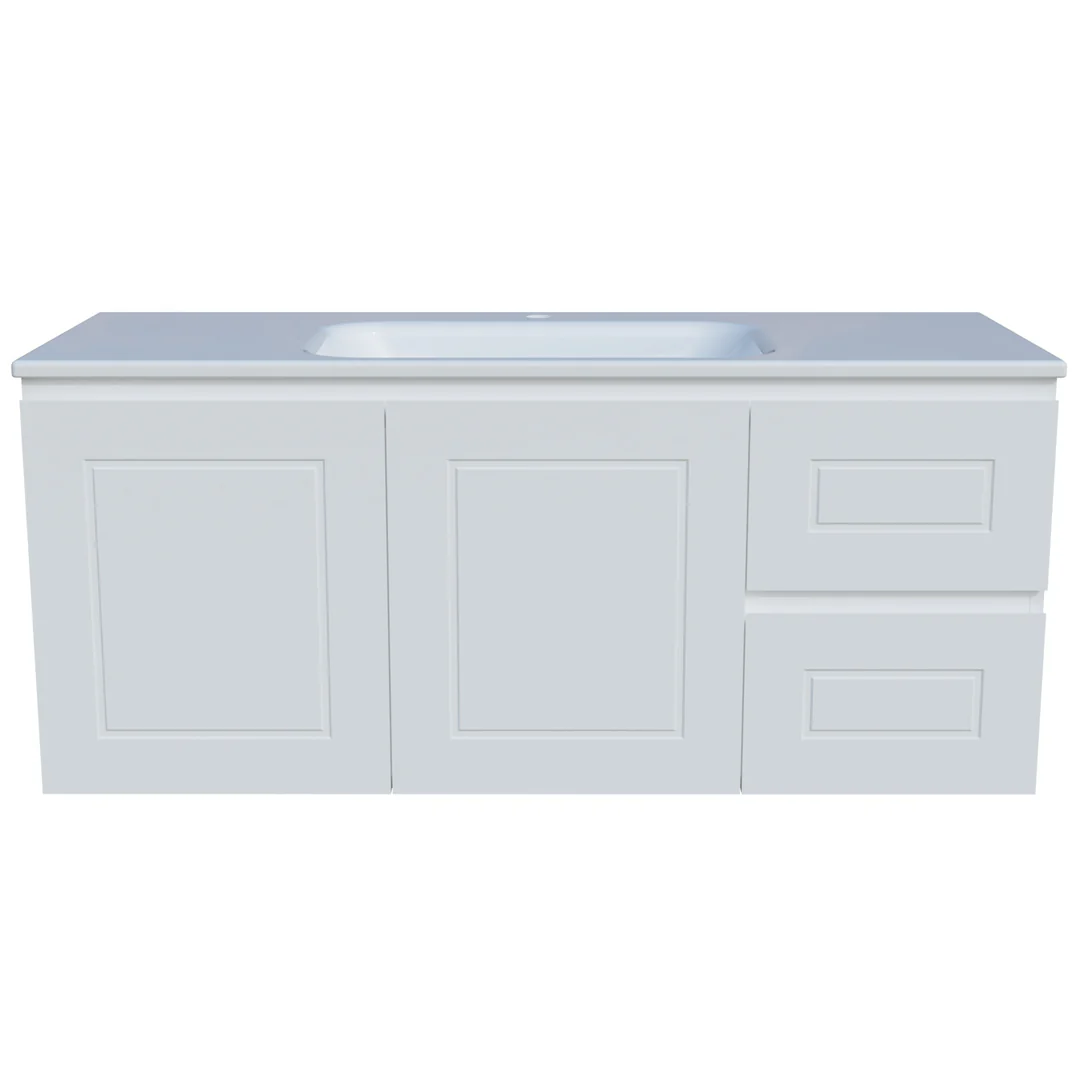 Timberline Nevada Classic Vanity 1200mm Centre Bowl Stadium Top Wall Hung