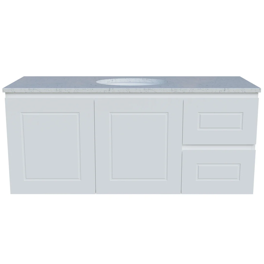 Timberline Nevada Classic Vanity 1200mm Left Wg Basin Silksurface Uc Top Wall