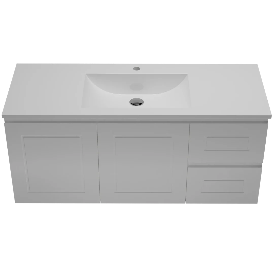 Timberline Nevada Classic Vanity 1200mm Right Bowl Regal Top Wall Hung