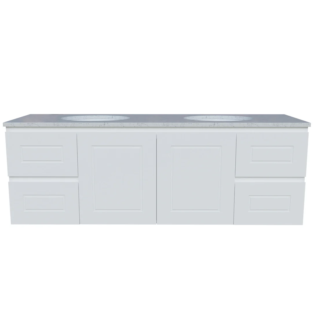 Timberline Nevada Classic Vanity 1500 Dbl Silksurface White Gloss U/C Basin W/H