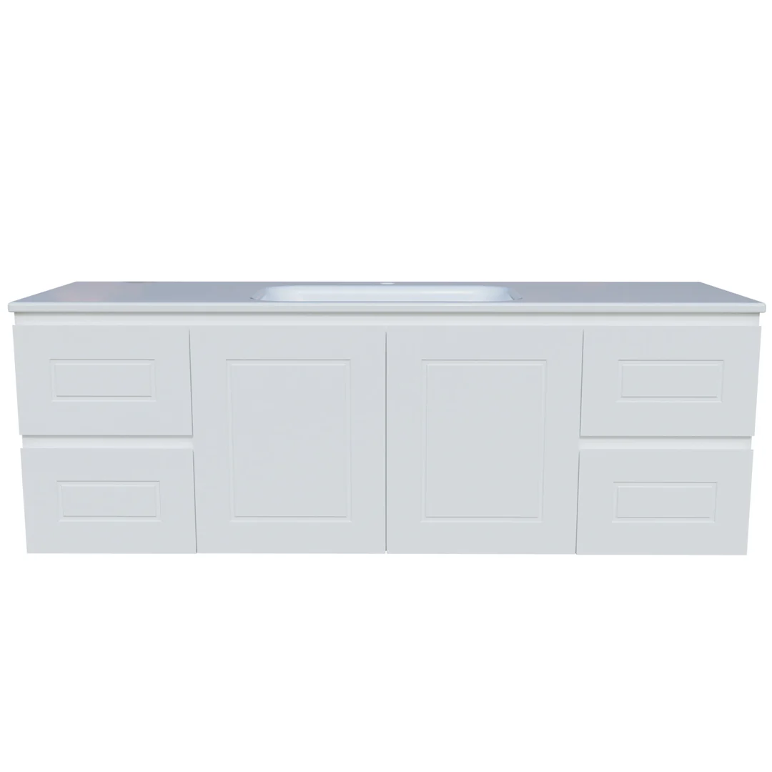 Timberline Nevada Classic Vanity 1500mm Centre Bowl Stadium Top Wall Hung