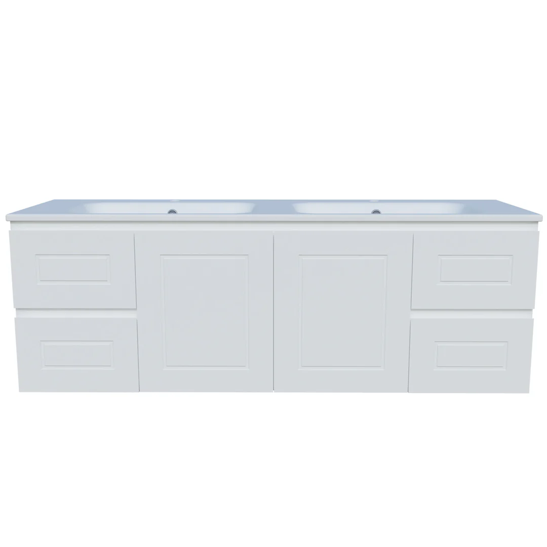 Timberline Nevada Classic Vanity 1500mm  Double Bowl Haven Top  Wall Hung