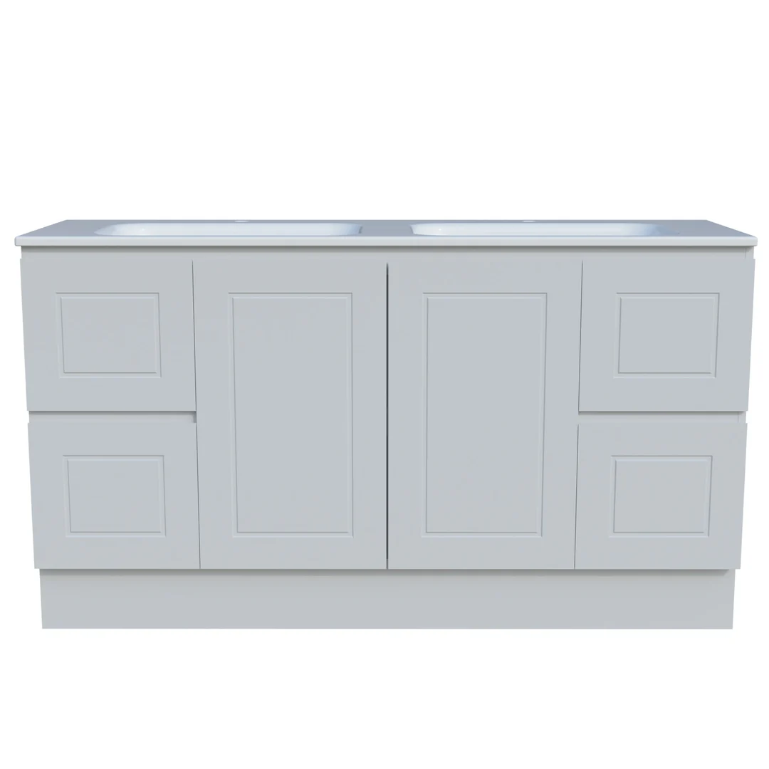 Timberline Nevada Classic Vanity 1500mm Double Bowl Stadium Top Floor Standing