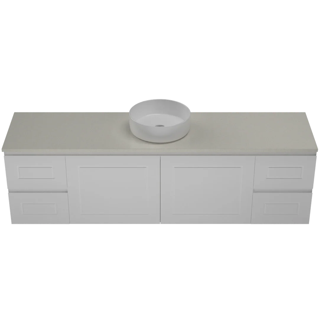 Timberline Nevada Classic Vanity 1800mm Left Wg Basin Silksurface Ac Top Wall