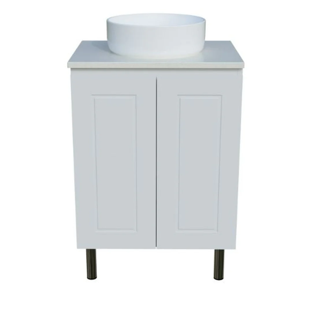 Timberline Nevada Classic Vanity 600 Silksurface White Gloss A/C Basin On Legs - Image 2