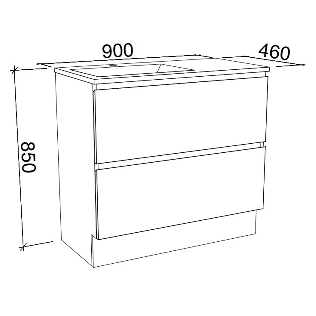Timberline Nevada Plus Floorstanding Vanity 900mm Alpha Ceramic Top - Image 3